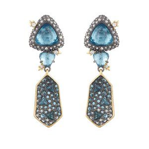 Encrusted Shield Drop Earrings